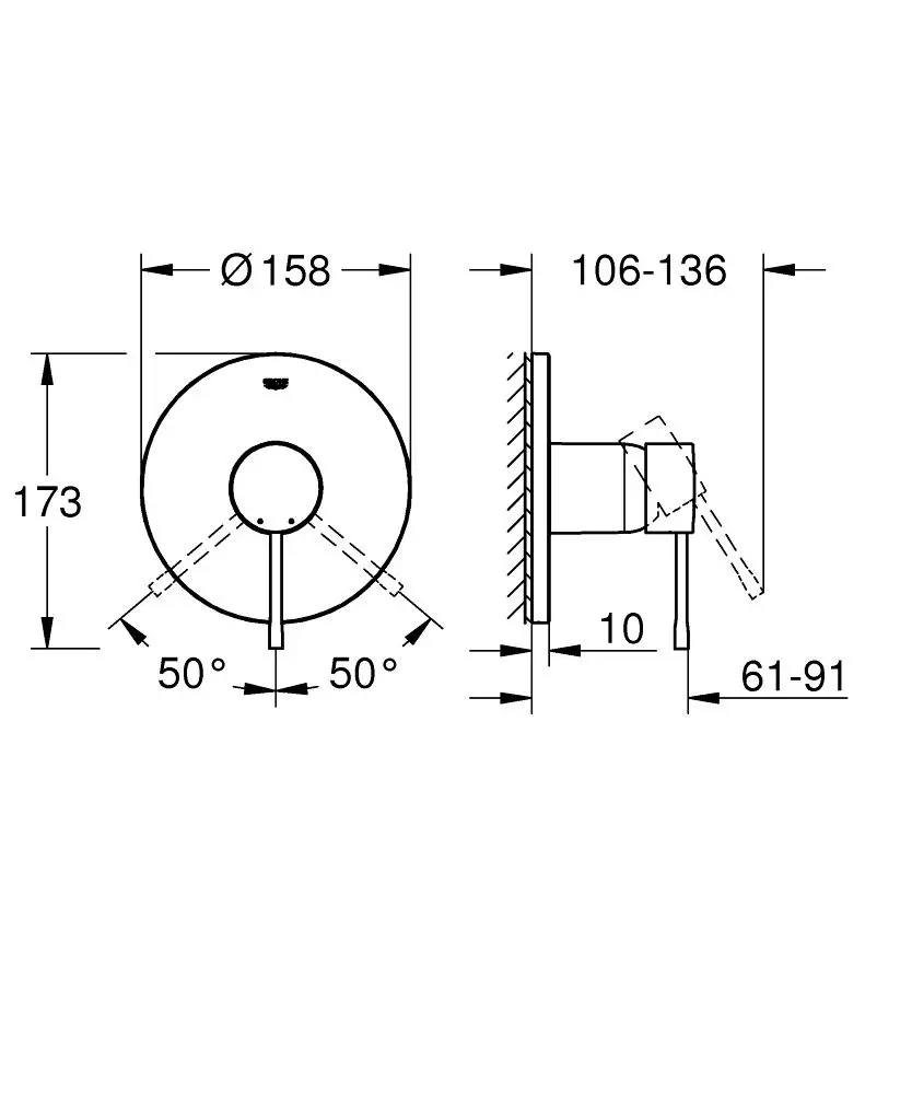 Смеситель для душа, встраиваемый, теплый закат глянцевый Grohe Essence 24168DA1