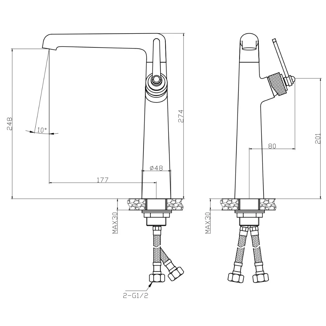 Смеситель для раковины, черный ESKO Bangkok Black BG25B