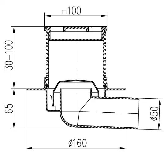 Трап точечный для пола, боковой слив MCH 411