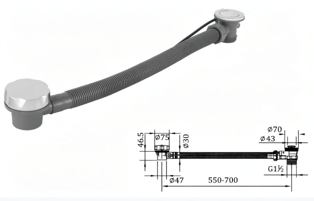 Слив-перелив для ванны Baoleelai BLL-4020-70