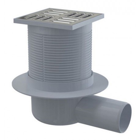 APV31 Сливной трап 105 × 105/50, подводка – боковая, решетка – нержавеющая сталь