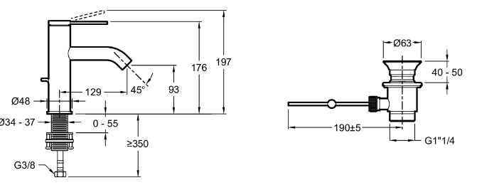 Смеситель для раковины, матовое золото Jacob Delafon Grands Boulevards E77958-4A-2MB