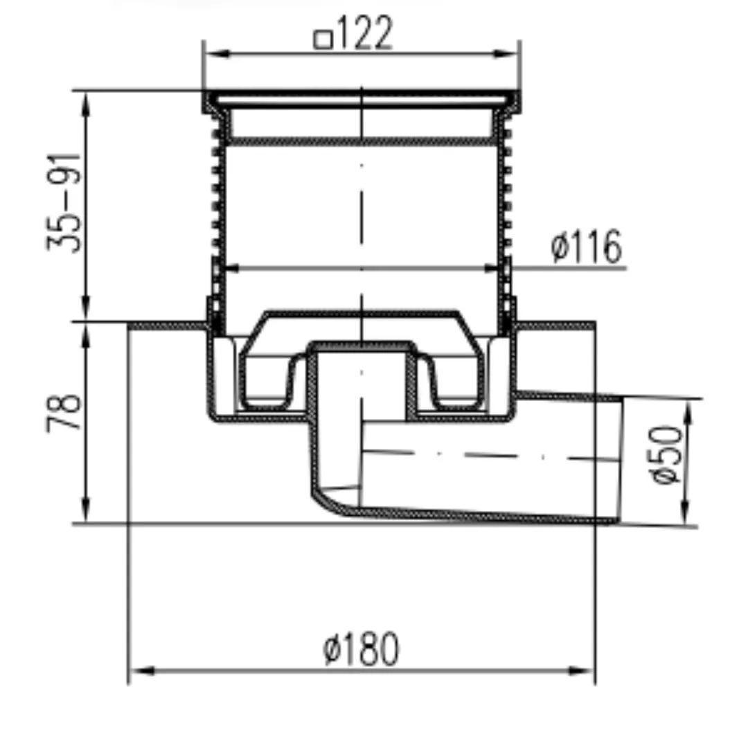 Трап точечный для пола, боковой слив MCH L1425NXL