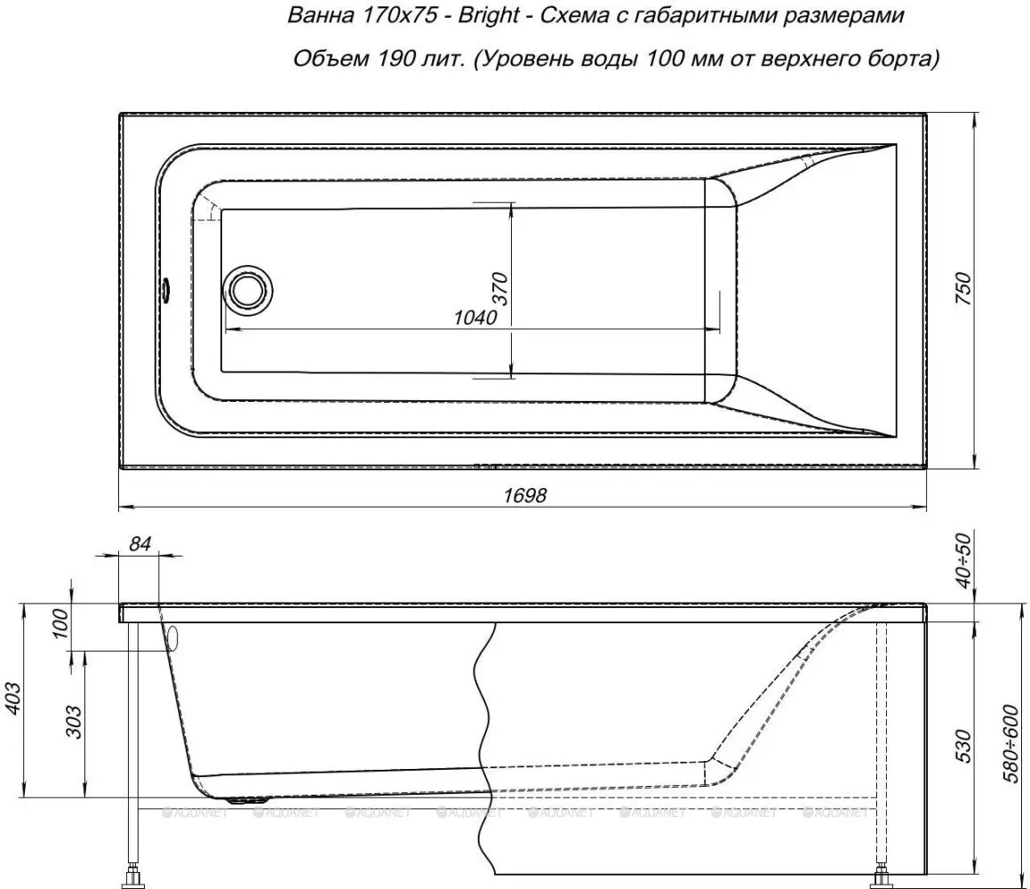 Ванна 170х75 Bright 232982