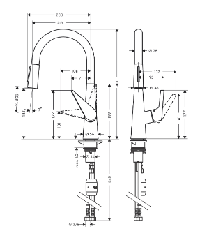 Смеситель для кухни, хром Hansgrohe Talis M51 2jet 72813000