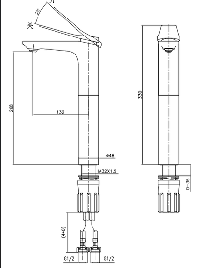 Смеситель для раковины, высокий, хром JOMOO P32366-456/1B-Z