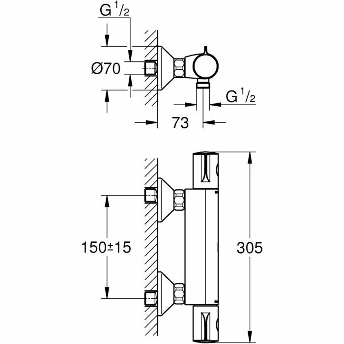 Настенный термостат для душа GROHE Grohtherm 800 34558000