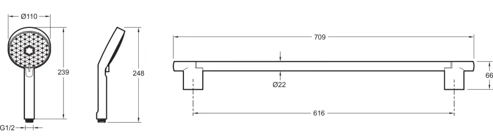 Душевой гарнитур 700, титан Jacob Delafon Awaken E99898-TT