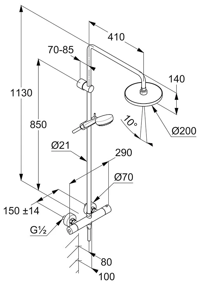 Душевая система с термостатом для душа, хром Kludi Logo 6809405-00