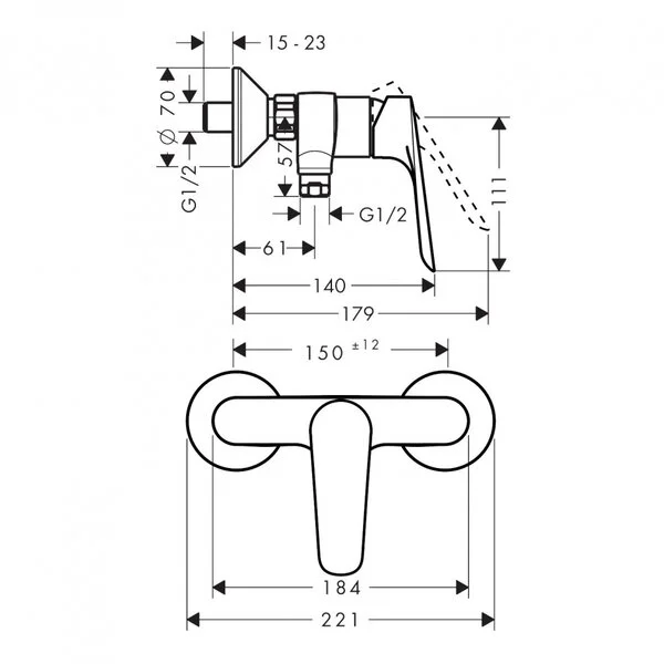Смеситель для душа, хром Hansgrohe Logis E 71602000