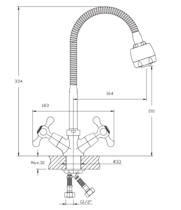 Смеситель для кухни, хром КЛЕВЕР Leto LT 519