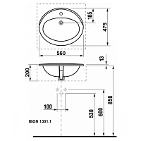 Раковина встраиваемая сверху 56, белая Roca Adora 7327203000