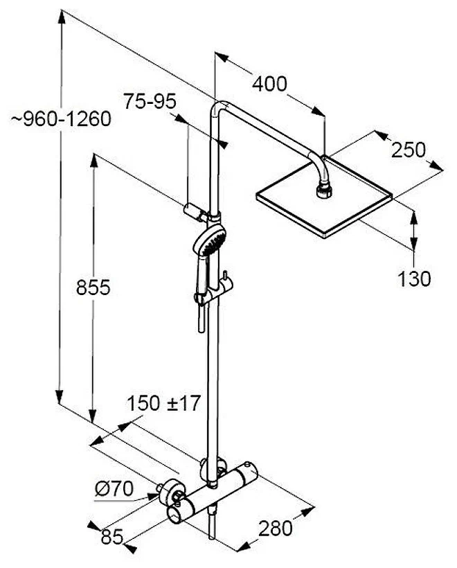 Душевая система с термостатом для душа, хром Kludi Logo 6809805-00