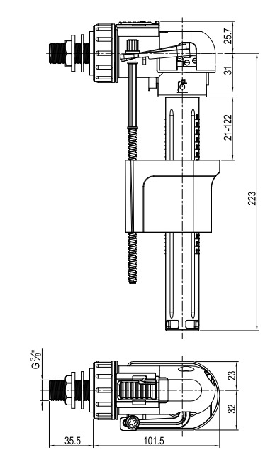 Впускной механизм, боковой подвод Nuca A210BS3/8