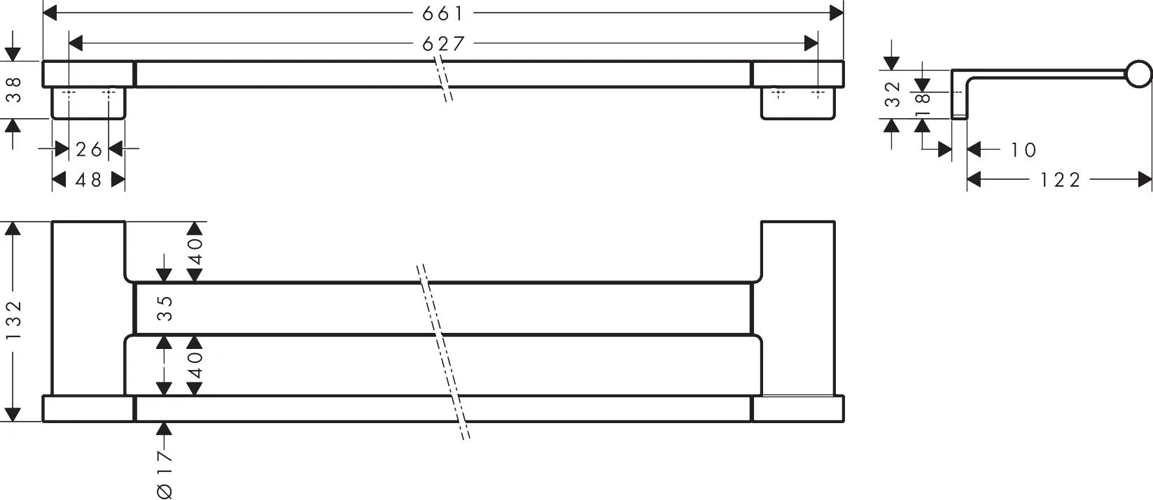 Держатель для полотенца 661, хром Hansgrohe AddStoris S 41763000
