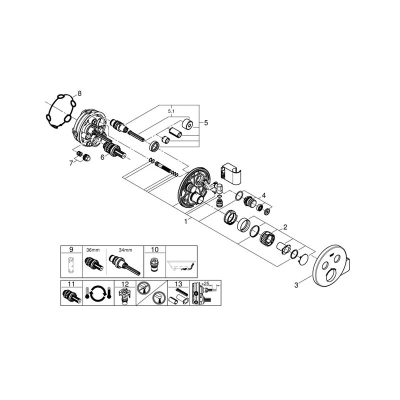 29120000 Grohtherm SmartControl Термостат на 2 выхода, комплект верхней части