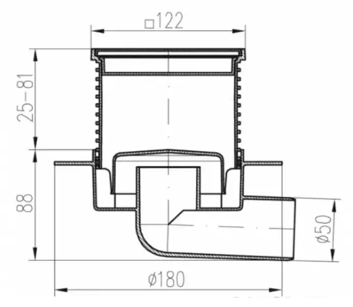 Трап точечный для пола, боковой слив MCH L425NXL