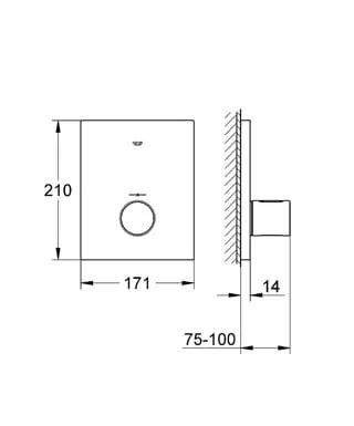 Центральный термостат, внешняя часть, хром Grohe Grohtherm F 27619000