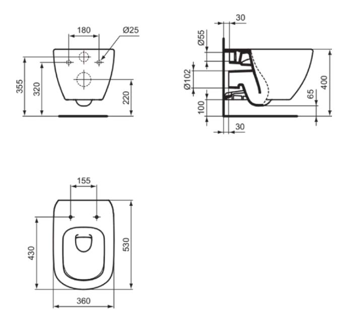 Унитаз подвесной, белый Ideal Standard Tesi AquaBlade T007901
