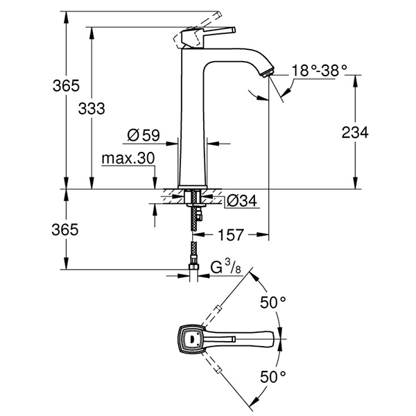 Смеситель для раковины, хром/золото Grohe Grandera 23313IG0