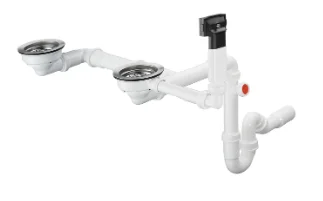 Сифон для кухонной мойки, двойной, слив-перелив, хром Hansgrohe 43928000