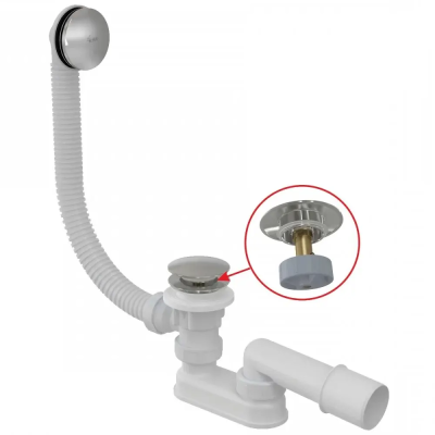 Сифон для ванны Click/Clack, хром Alсaplast A504CKM-80 Сифон для ванны Click/Clack, хром Alсaplast A504CKM-80