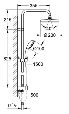 Душевая система с переключателем, без смесителя, хром Grohe Tempesta Rustic 27399000