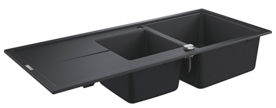 Мойка K400, композитная, с 1,5 чашей и крылом, 1160х500, черный гранит Grohe 31643AP0