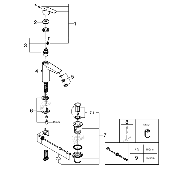 Смеситель для раковинны, размер M, ColdStart Grohe Eurosmart 2339330E