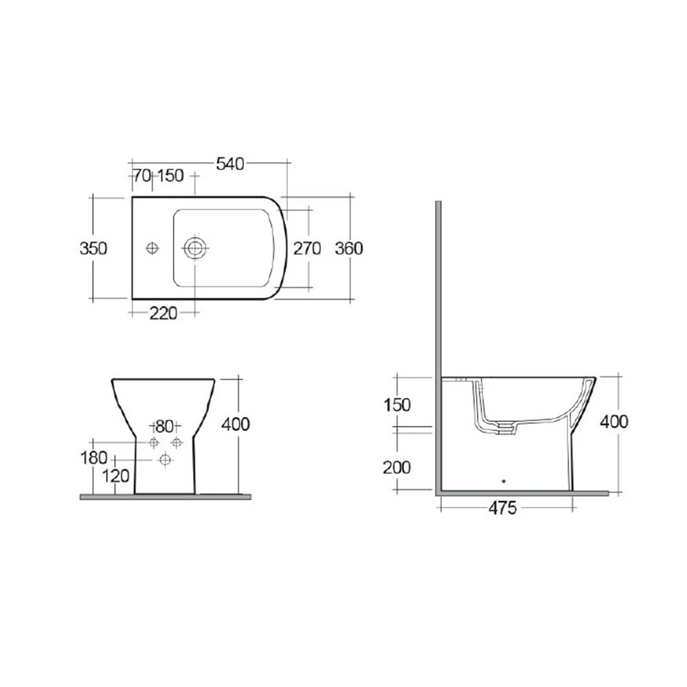 Биде напольное Rak Ceramics Summit SM18AWHA