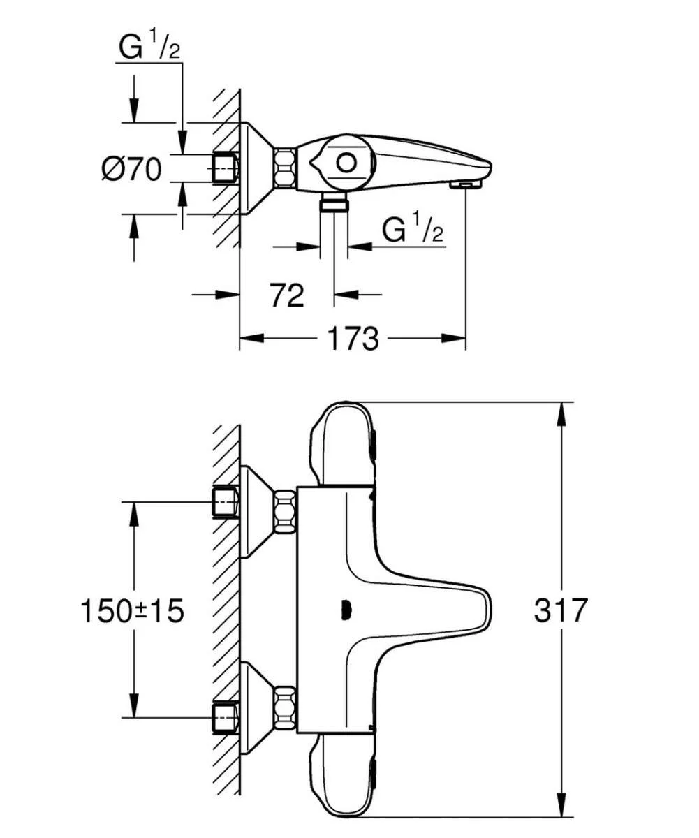 Термостат для ванны, черный Grohe Grohtherm 1000 348162433