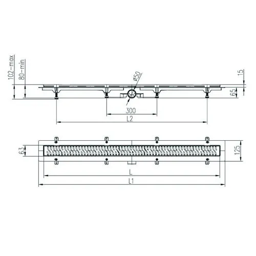 Трап линейный для пола, боковой слив MCH CH1050/50KN1