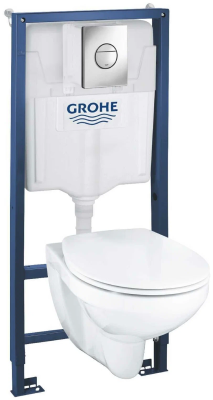 Комплект 4в1: Инсталляция с панелью смыва, унитаз с сиденьем Grohe Solido 39499000 Комплект 4в1: Инсталляция с панелью смыва, унитаз с сиденьем Grohe Solido 39499000