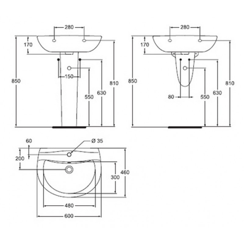 Раковина подвесная 60, белый Ideal Standard Vidima SevaDuo W413961