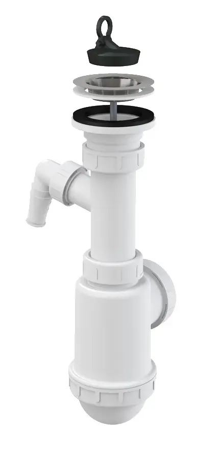 Сифон для раковины с нержавеющей решеткой d70 и подводкой Alcaplast A441P-DN50/40