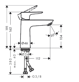 Смеситель для раковины 110, хром Hansgrohe Talis E 71712000