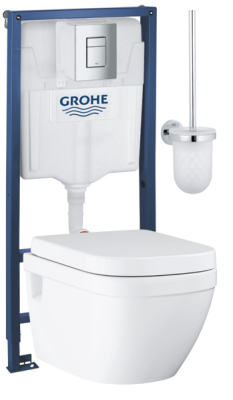 Инсталляция с унитазом GROHE Euro Ceramic с туалетным ершиком (35-57-8) 39703000/38772001/40374001