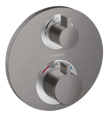Термостат для душа, внешняя часть, шлифованный черный хром Hansgrohe Ecostat S 15758340
