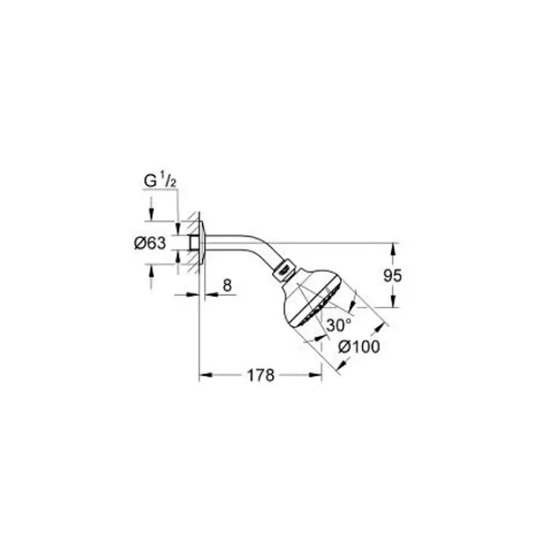 Верхний душ с кронштейном, 3 режима струи, хром Grohe NTempesta 100 III 26088000 – магазин сантехники Sanstore Верхний душ с кронштейном, 3 режима струи, хром Grohe NTempesta 100 III 26088000