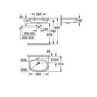 Раковина подвесная 65, альпин-белый Grohe Euro Ceramic 39323000
