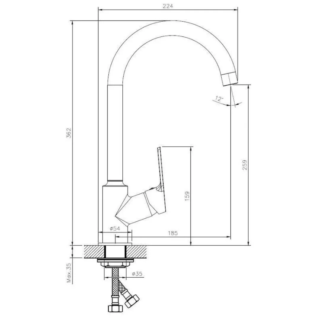 Смеситель "St.-Petersburg" д/кухни, выс. пов., арт. SPb 519