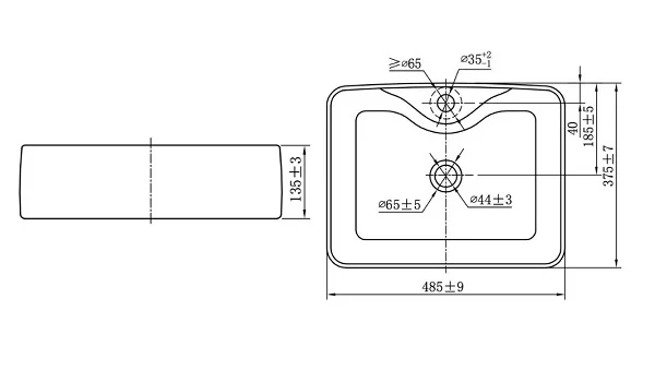 Раковина накладная 48, белая JOMOO 12812-1/11P-I011