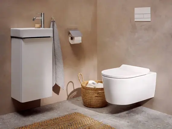 Унитаз подвесной с крышкой-сиденьем с микролифтом, белый Hansgrohe EluPura S 60193450/60148450 | интернет-магазин в Алматы Унитаз подвесной с крышкой-сиденьем с микролифтом, белый Hansgrohe EluPura S 60193450/60148450