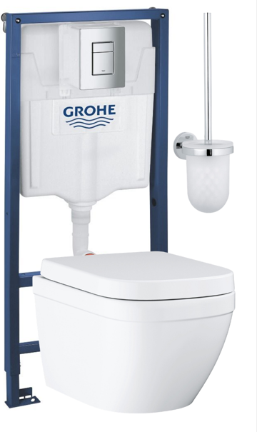 Инсталляция с унитазом GROHE Euro Ceramic с туалетным ершиком (35-57-8) 39554000/38772001/40374001